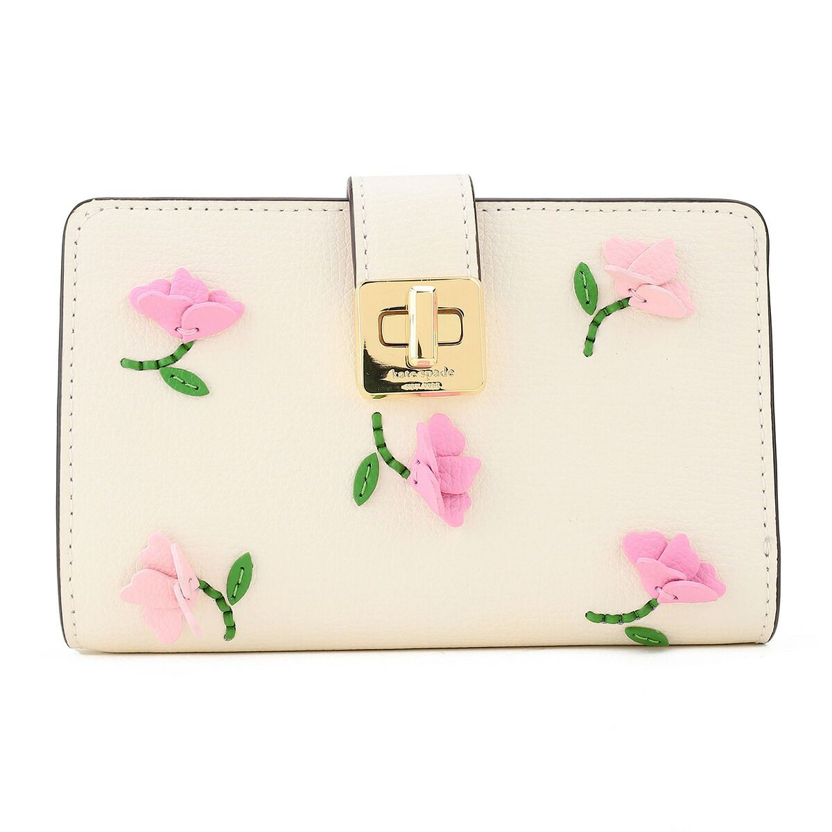 新品 ケイトスペード kate spade 2つ折り財布 フローラル アップリケ