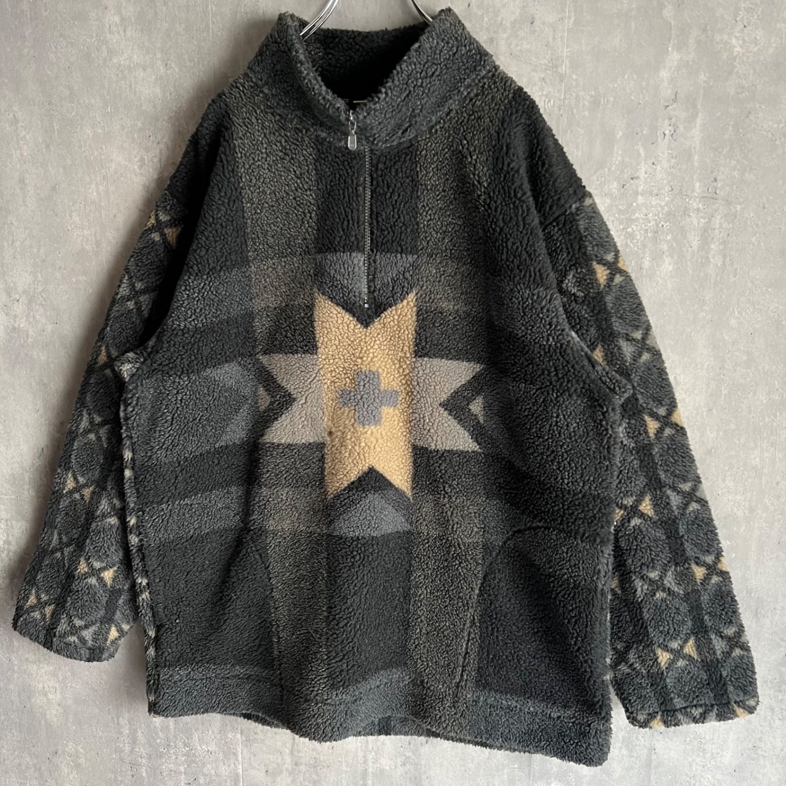 90s THE NORTH FACE ザノースフェイス ネイティブデザイン ハーフジップフリースジャケット RN61661 CA30516 Lサイズ