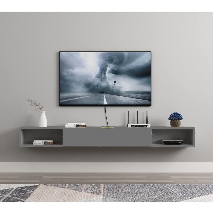 壁掛けテレビキャビネット フローティングTVスタンド 壁掛けTVコンソール ウォールシェルフ浮動棚セットトップボックス ルータのDVDプ