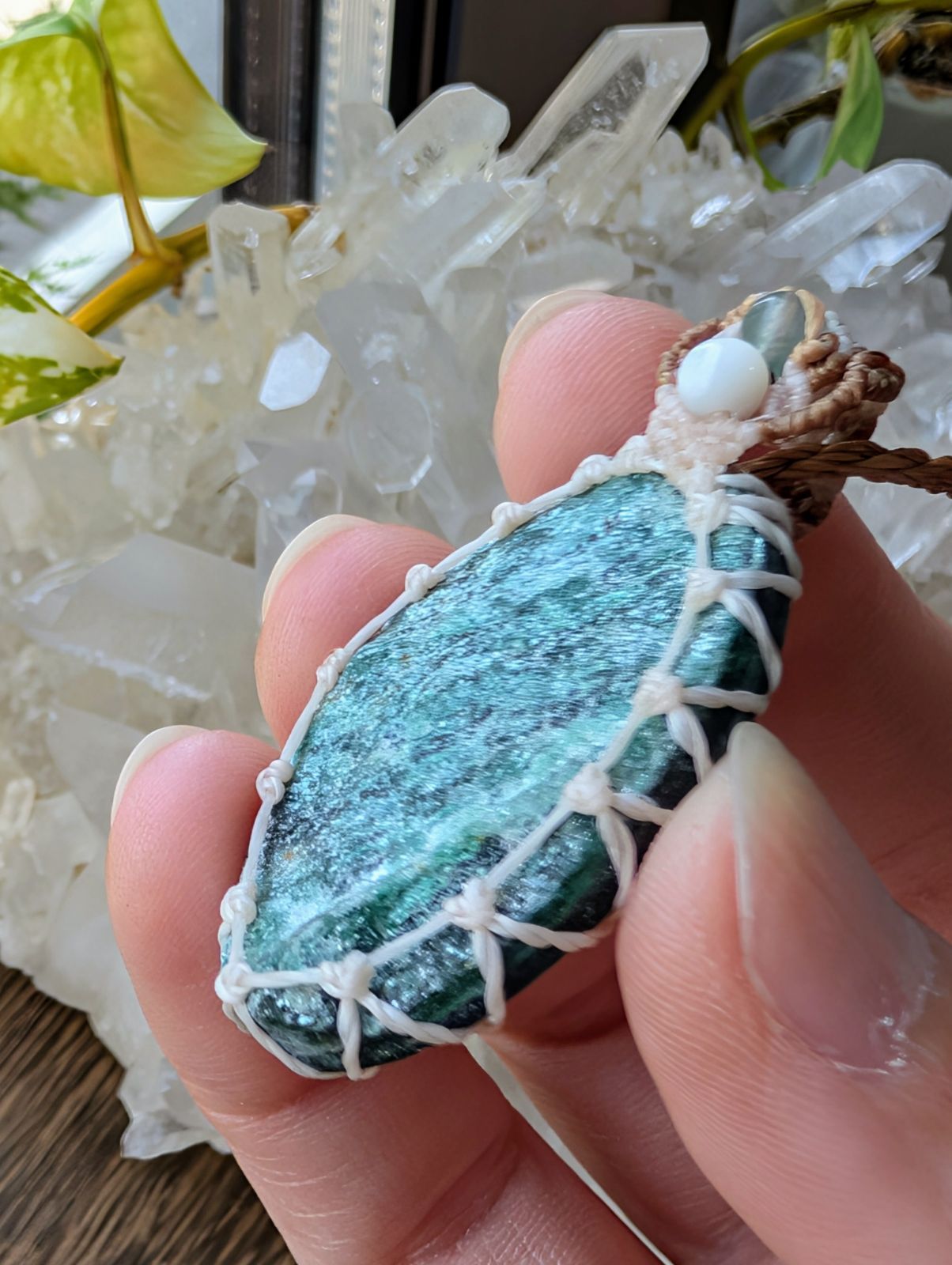 お買い得品 ☆グリーンアベンチュリンDruzy・アベンチュリン☆マクラメ