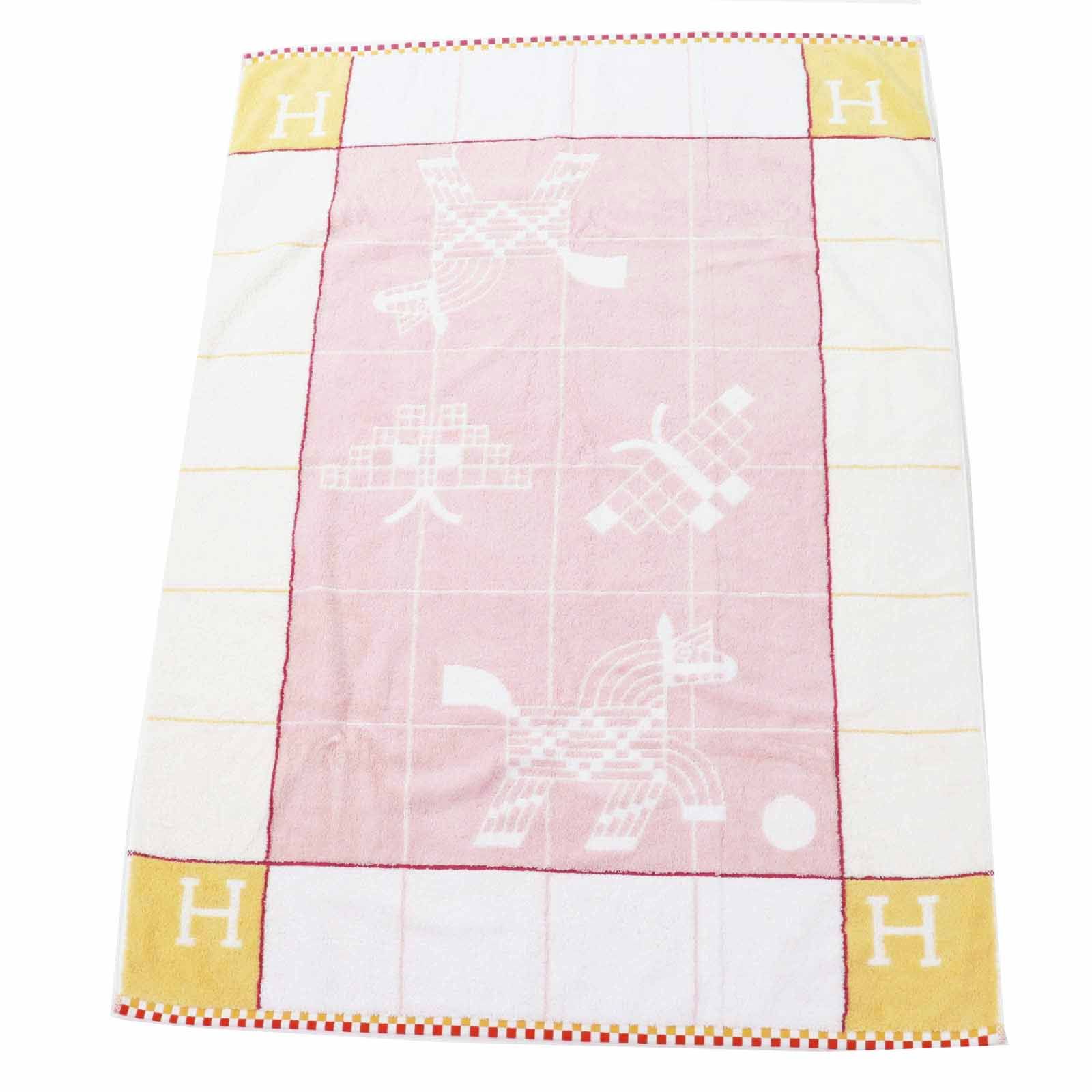 ◎HERMES エルメス アニモー ナッテ コットン 赤ちゃん ベビー バスタオル イエロー ピンク き フランス製 レディース
