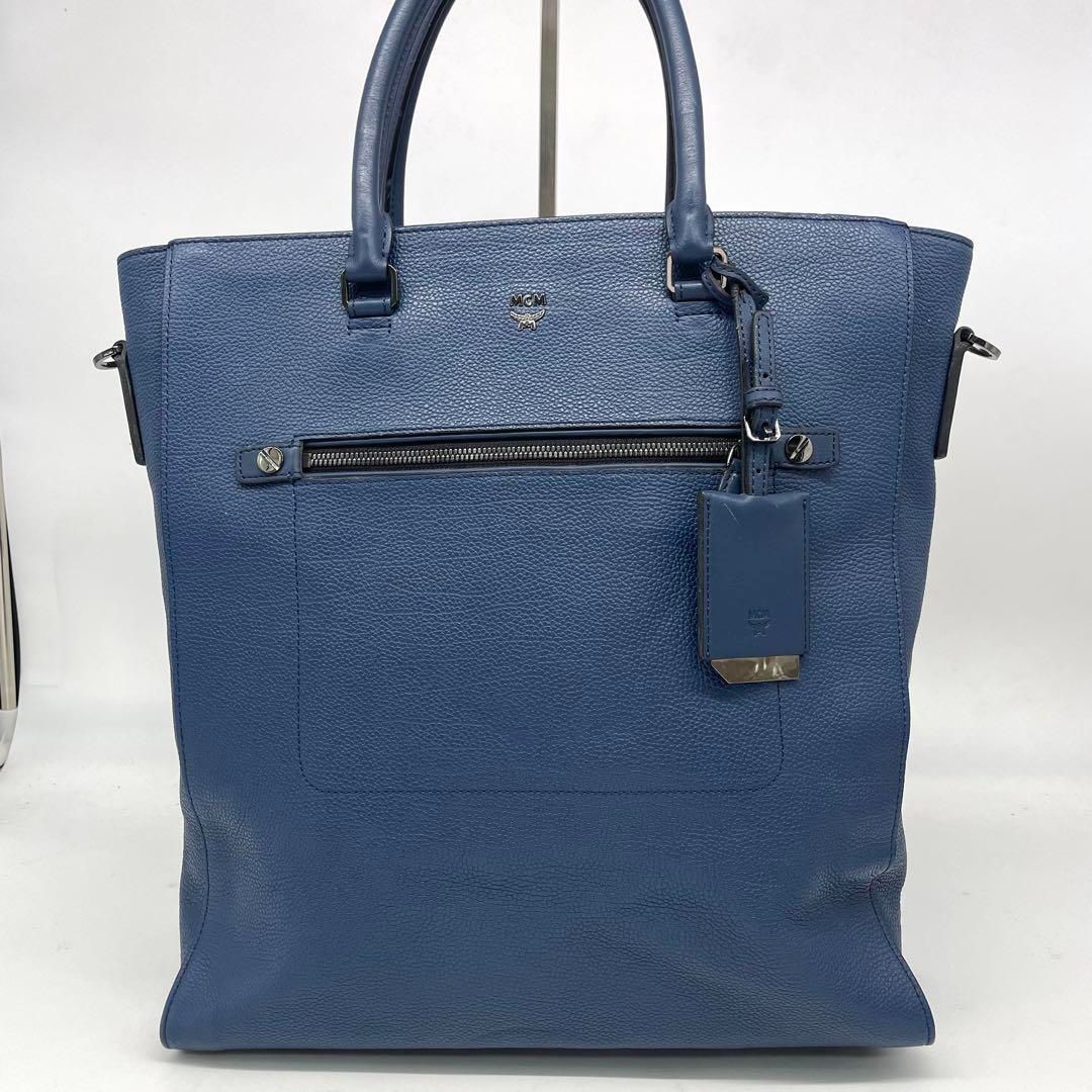 MCM エムシーエム ヴィセトス ショルダーバッグ トートバッグ 2way ビジネス A4 紺 ネイビー