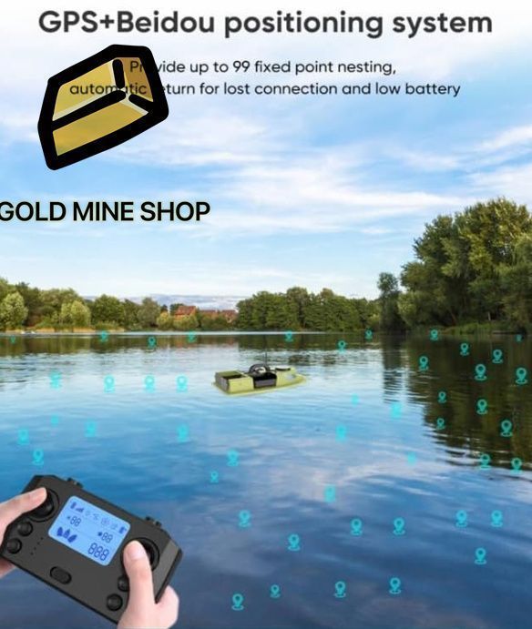 4つの餌容器と2kg負荷の魚群探知機 オートクルーズとLEDライト付き自動餌ボート