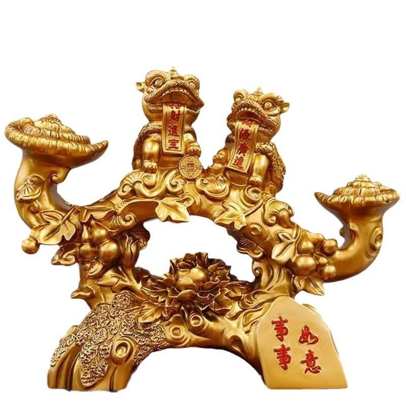 獅子 ライオン 置物 オブジェ 豪華 風水グッズ オーナメント 装飾品