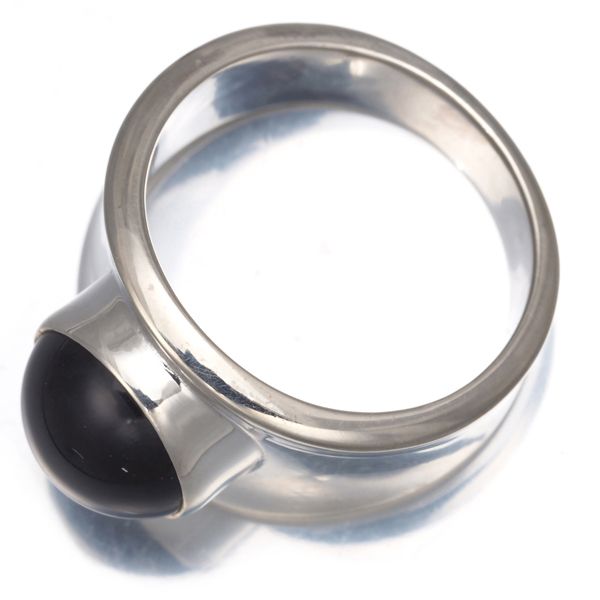 オニキス　シルバーリング11号 USAアメリカンヴィンテージオニキスシルバー製リング指輪【11号