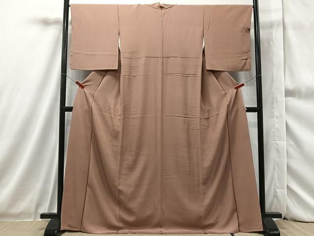 平和屋着物□上質な色無地 草花地紋 遠州茶色 正絹 逸品 未使用