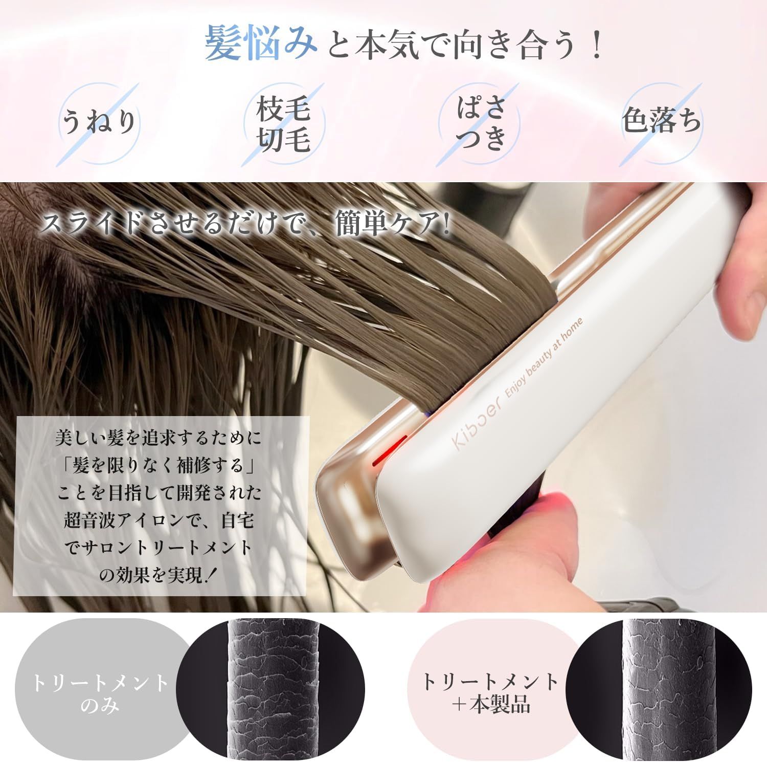 超音波トリートメント ヘアアイロン 髪質改善 超音波アイロン