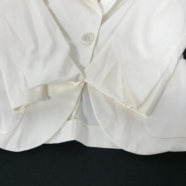 Max Mara 白タグ デザイン ノーカラー ジャケット 5分袖 36 日本正規代理店タグ☆マックスマーラ/MaxMara☆春夏/七分袖