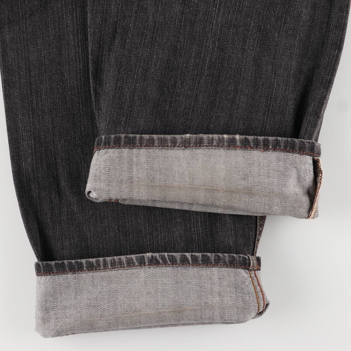 ブラックデニム テーパードデニムパンツ