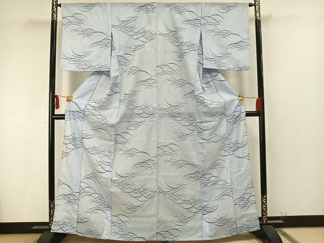 平和屋着物▽上質な小紋 単衣 作家物 霞文 暈し染め 正絹 逸品 未使用