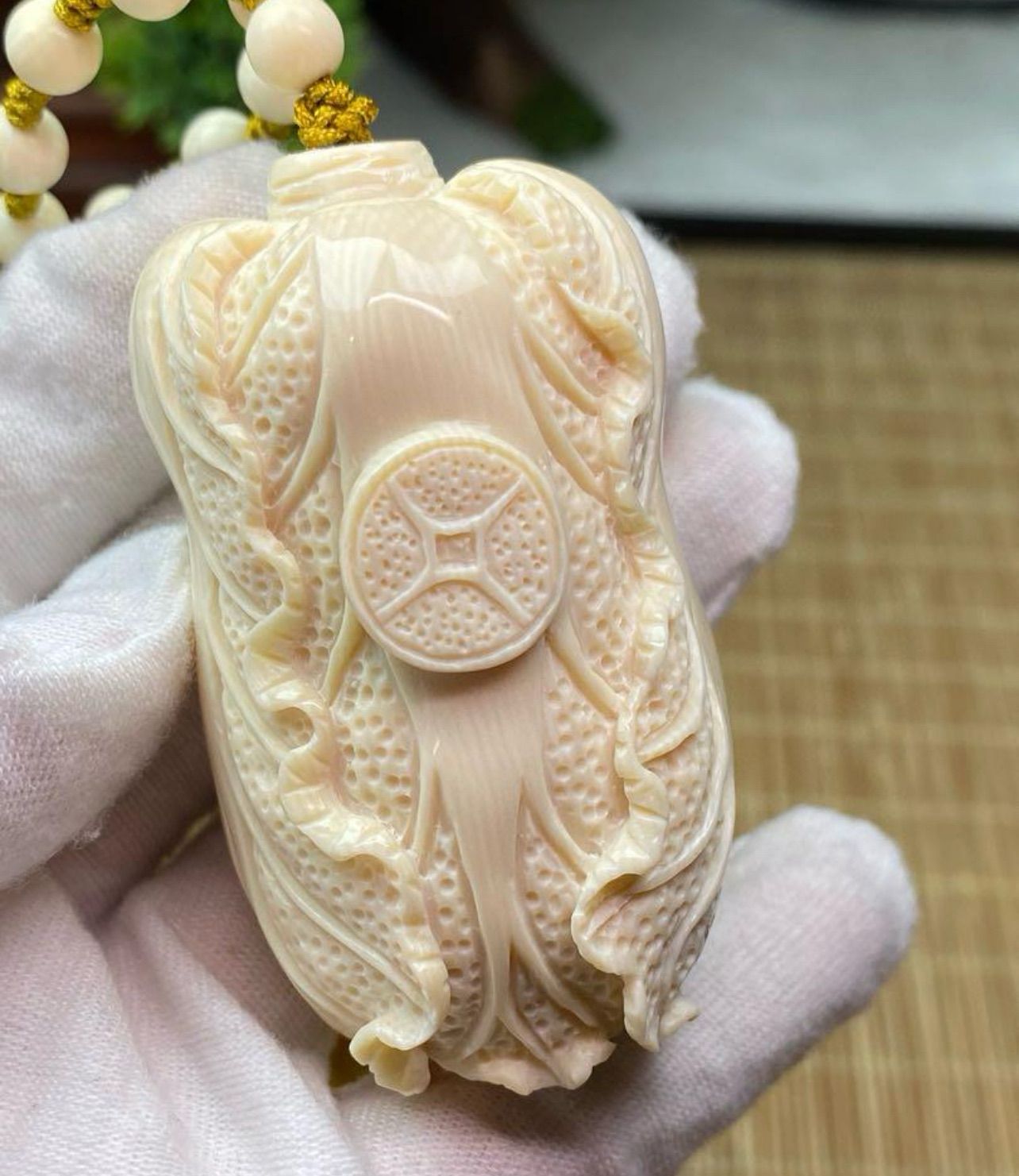 天然マンモス牙美しい手作り彫刻 百財 手握り物 - メルカリ