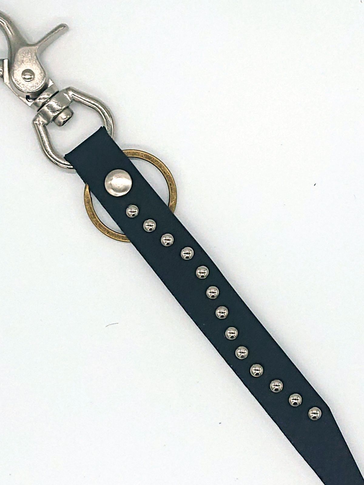 ① 送料込 スタッズ レザー キーホルダー アメカジ 新品 未使用