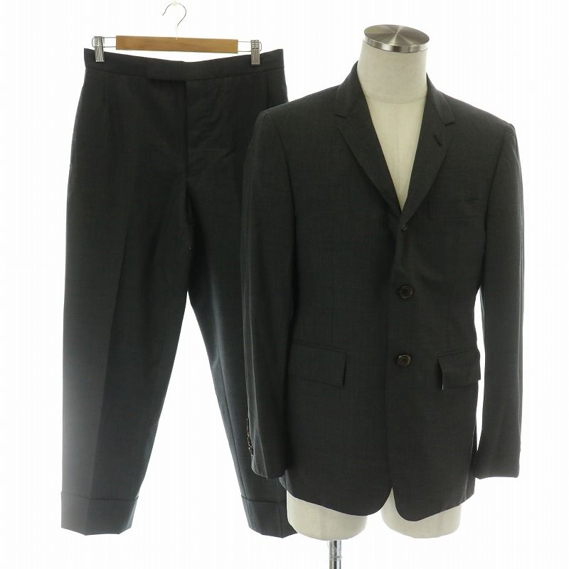 トムブラウン THOM BROWNE スーツ セットアップ 2点セット ジャケット パンツ 背抜き サイドベンツ 3B ボタンフライ 1 S グレー /MW GY99