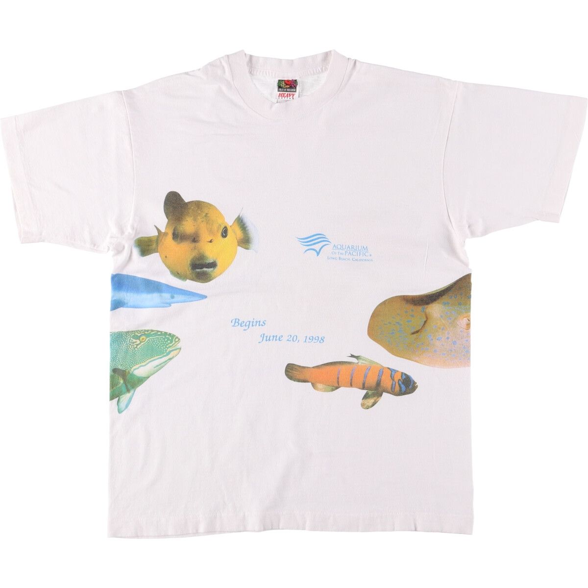 古着 90年代 フルーツオブザルーム FRUIT OF THE LOOM HEAVY cotton 魚柄 大判プリント アニマルTシャツ メンズL相当|eaa573645