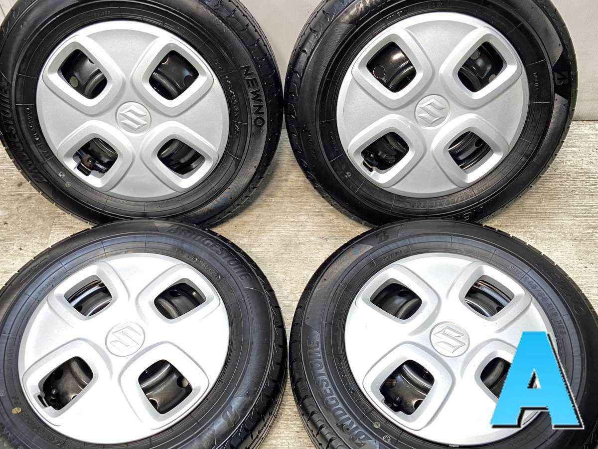 145/80R13 ブリヂストン NEWNO スズキ純正 13x4.0 100-4穴 中古タイヤ 