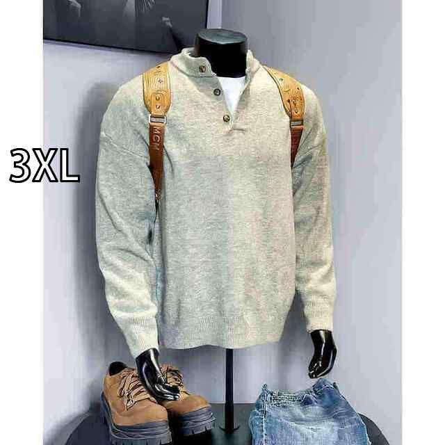 [3XL]春 コーデ メンズ 用 服 シンプル ファッション オシャレ 大人 かっこいい 大きいサイズ ストリート 紳士服  ヘンリー カラー セーター ハイエンド アメリカン レトロ ニット レイヤリン