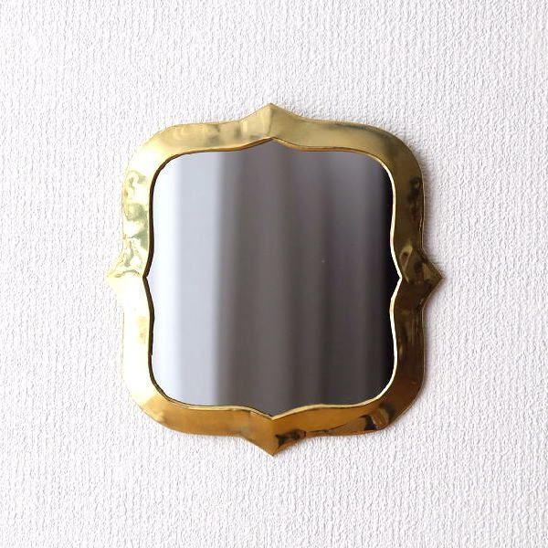 鏡 壁掛けミラー 真鍮 アンティーク レトロ ゴールド ウォールミラー