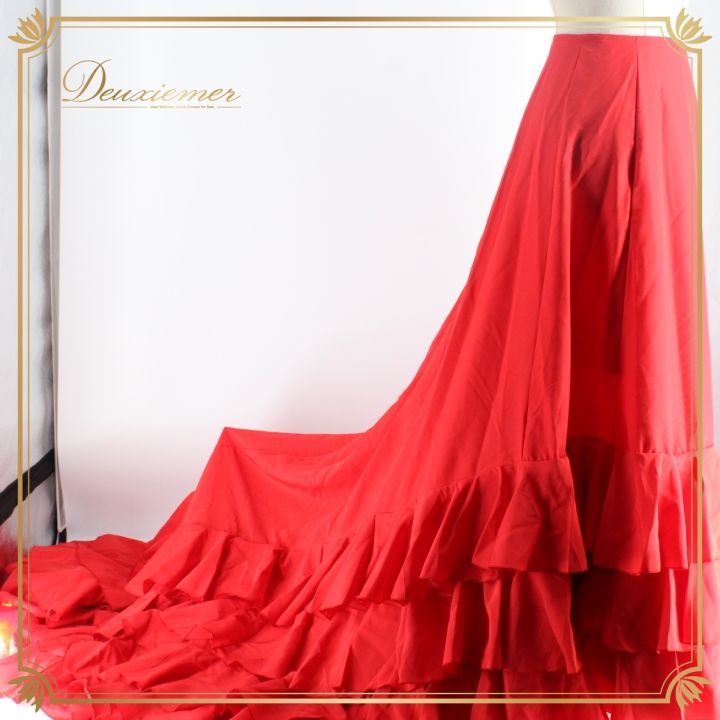 【美品 フラメンコ衣装】レッド ファルダ スカート ボランテ 無地 シンプル 赤 フラメンコ衣装】レッド STAR STYLED ファルダ 赤 ボランテ ゴム