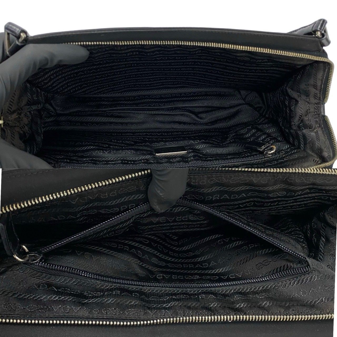 1極 美品 希少品 PRADA プラダ 三角ロゴ 金具 レザー 本革