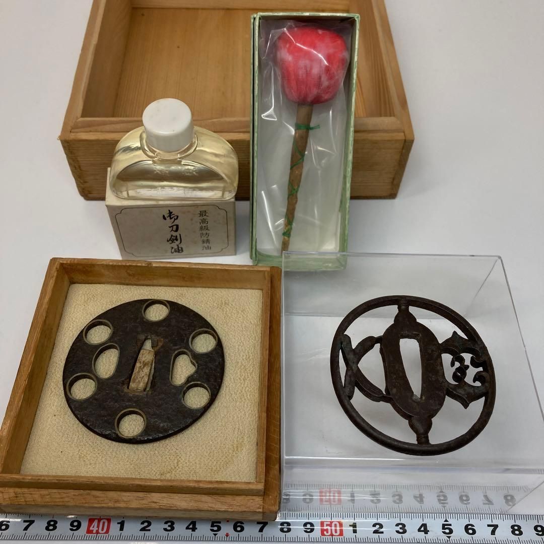 江戸期 鉄地 透つば 象嵌つば 手入れセット トヒニサ 東さ6-0306