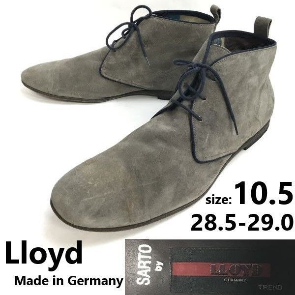 ドイツ製19世紀創業/Lloyd/ロイドスエード本革/チャッカブーツ【10.5/28.5-29.0/グレー/gray】Leather/Boots/dress/shoessWB121-9