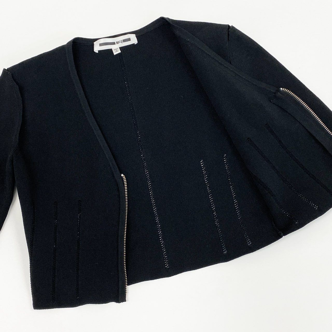 McQ - 4c28 McQ マックキュー ALEXANDER McQUEEN アレクサンダーマックイーン ニットカーディガン 長袖 オープンショルダー KRCQ-HA-1022 S ブラック 4c28 McQ マックキュー ALEXANDER McQUEEN アレクサンダー