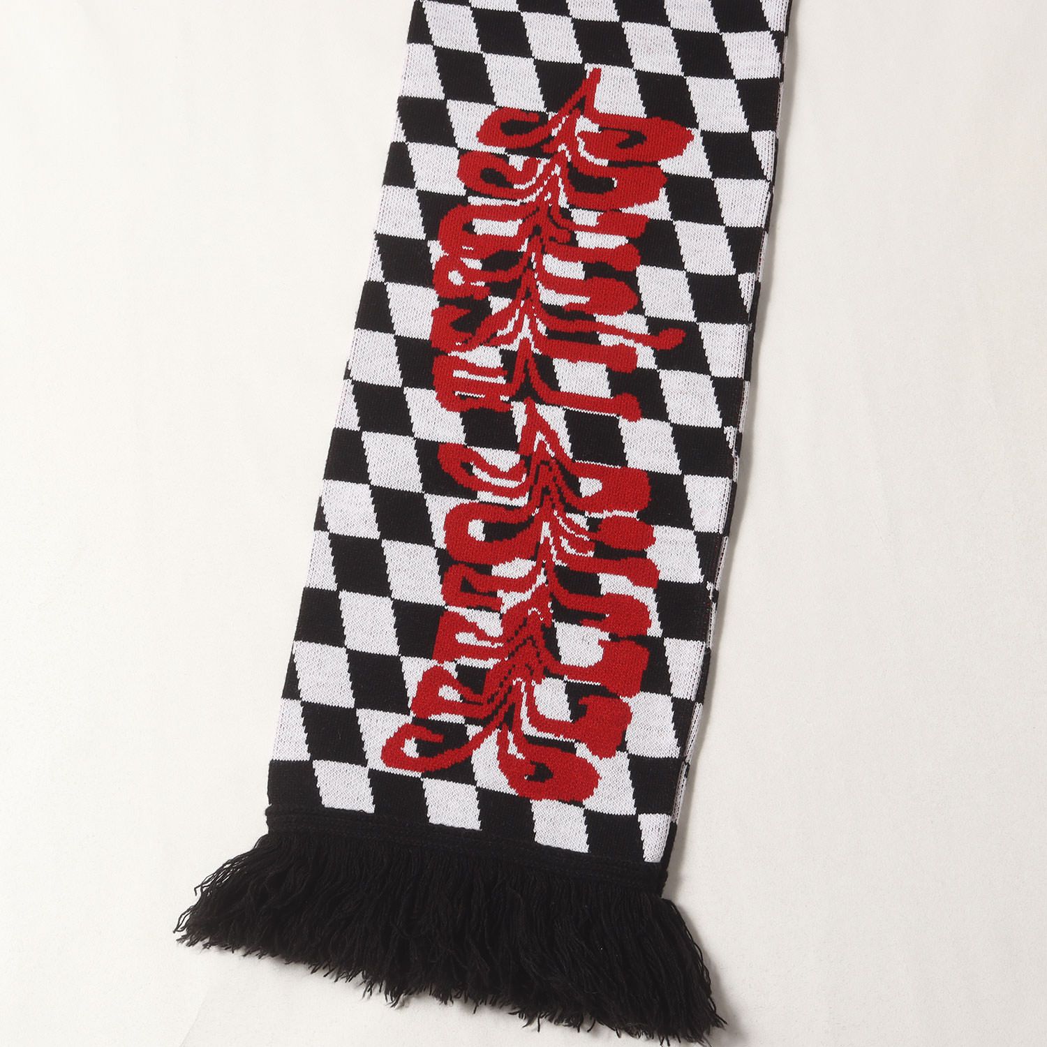 OFF-WHITE オフホワイト チェッカーグラフィック ニット マフラー ブラック ホワイト 黒白 ブランド ファッション アイテム メンズ WWW_USTAUSTRALIA_COM_AU