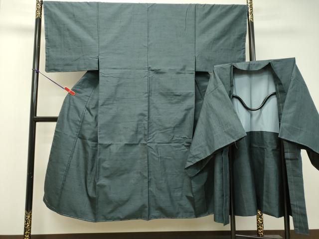 平和屋着物○男性 紬 アンサンブル 網代織 正絹 逸品 未使用