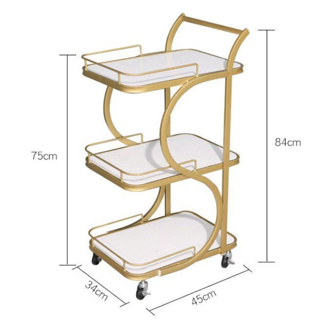 顕著な ラグジュアリー ワゴン テーブル 3層カート 金 ゴールド キャスター付き サービスワゴン キッチンワゴン 感 サービング用 おしゃれ