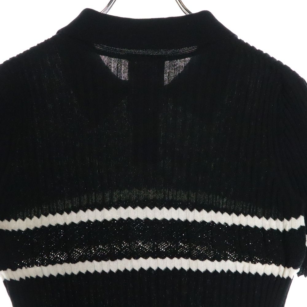 CHANEL (シャネル) ココマークボタン ボーダー柄 コットンリブニット