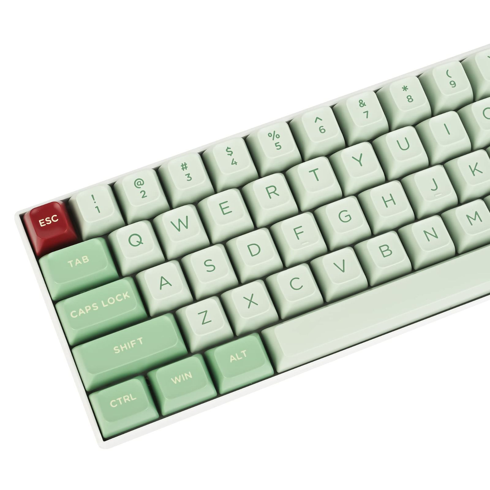 【在庫処分】/ / 64 GK61 60% 軸 ゲーミングメカニカルキーボード用 MX カスタムキーキャップ、Cherry/Gateron 150 ASA Matcha キーのダブルショットキーキャップセット Dot Red