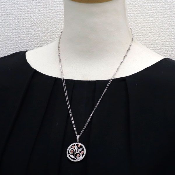 クイーン K18WG/PG ピンクサファイア ダイヤモンド ペンダント  