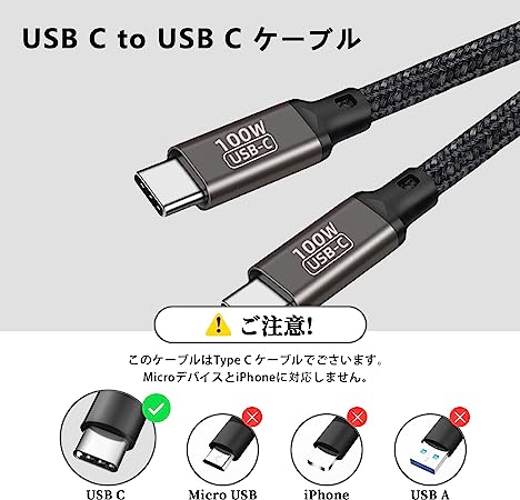 1.5m USB Type C ケーブル (2本セット, 1.5m) Popolier 【USB PD3.0