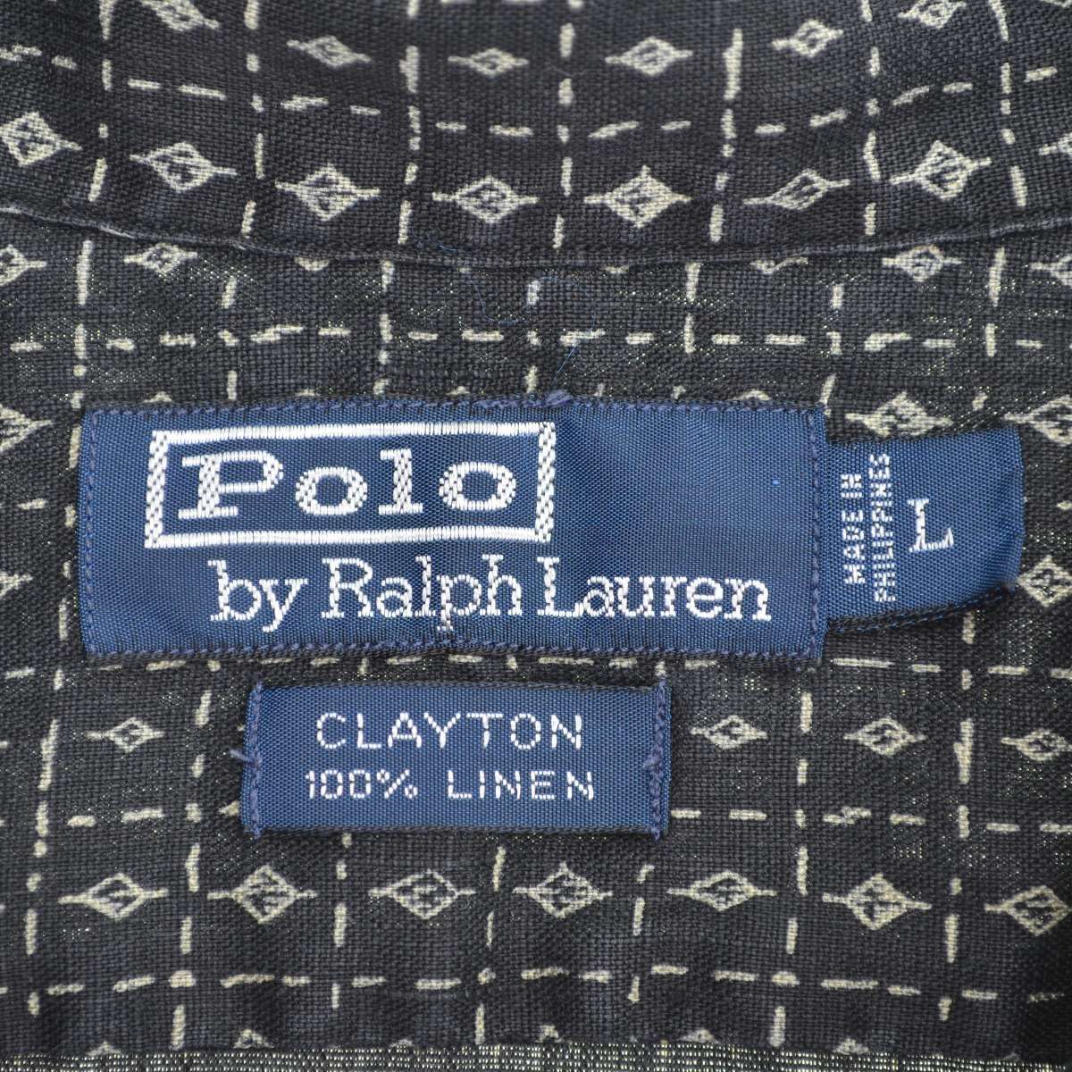 90s ラルフローレン CLAYTON オープンカラー 半袖シャツ リネン M POLORALPHLAUREN】90s CLAYTON リネン オープンカラー 半袖