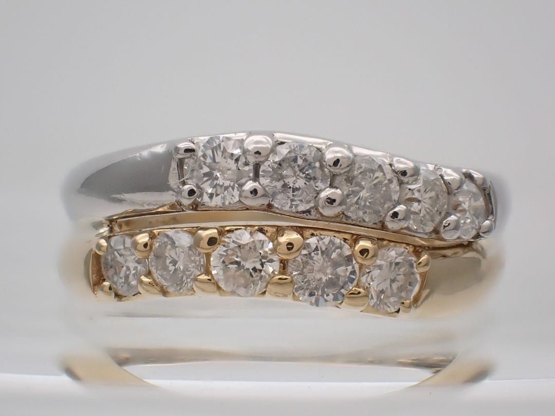 K18 Pt900 イエローゴールド プラチナ コンビ ダイヤリング 0.50ct 2号  