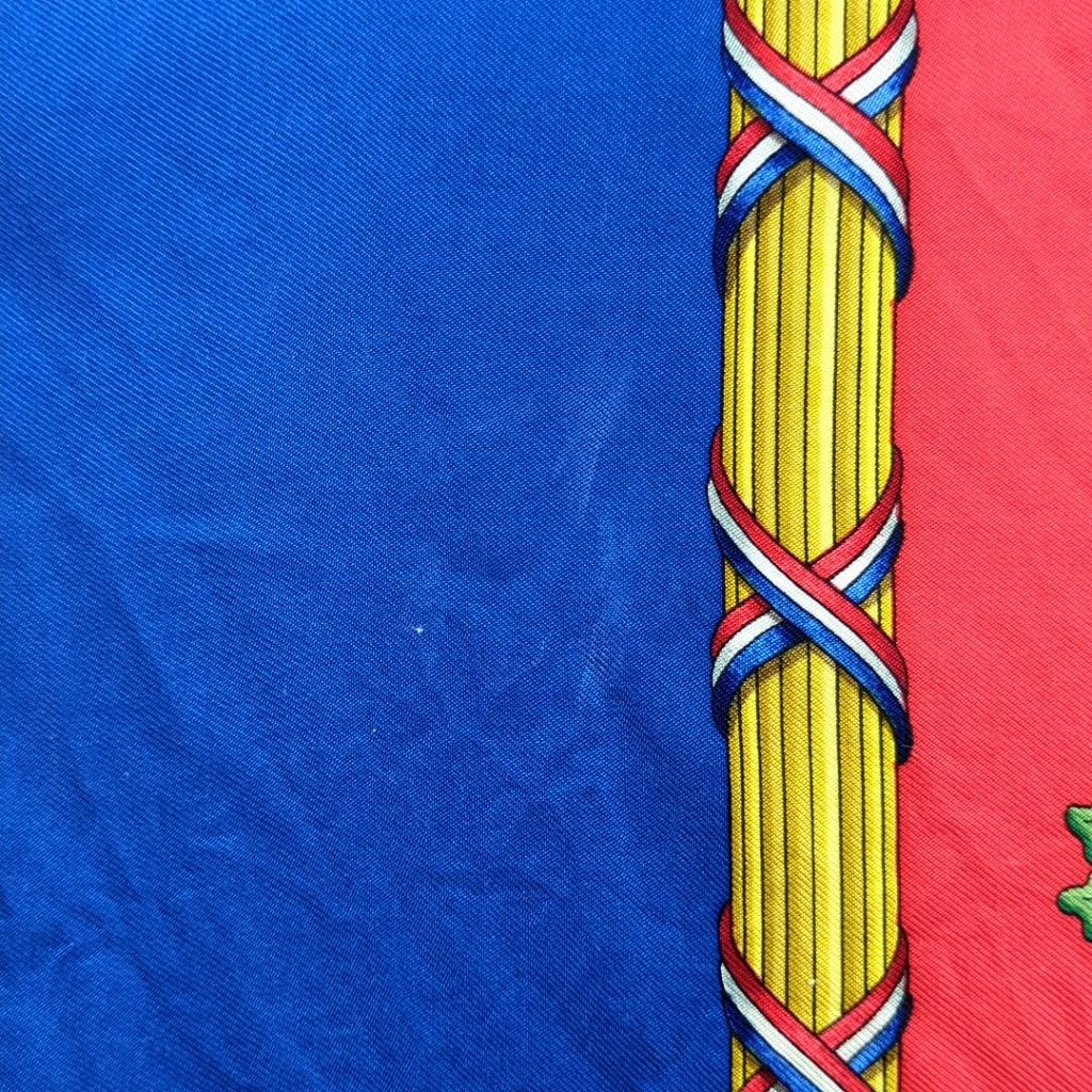 エルメス 100% シルク スカーフ カレ90 ブルー レッド フランス製 1789