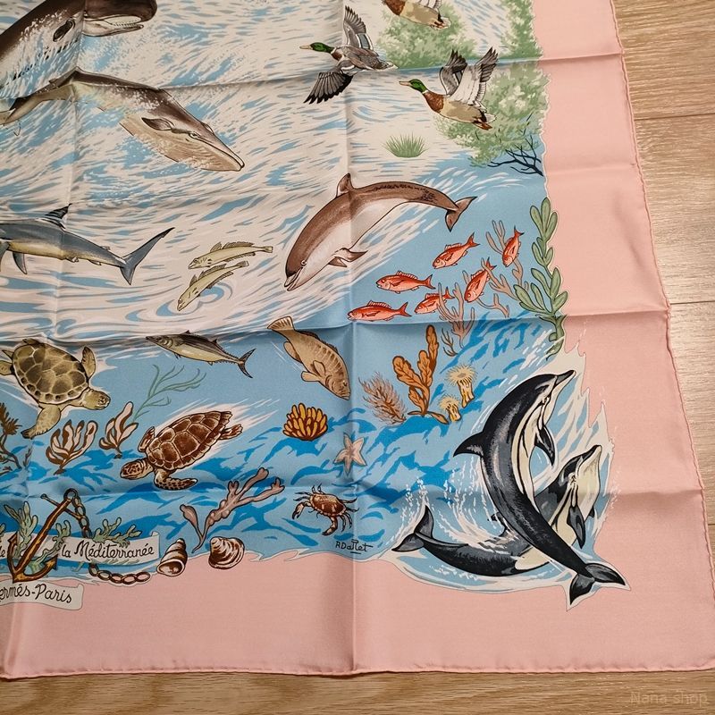 新品　エルメス HERMES カレ90 MEDITERRANEE 地中海 未使用 エルメス カレ90 地中海の貴重な生命 Lavie Precieuse de
