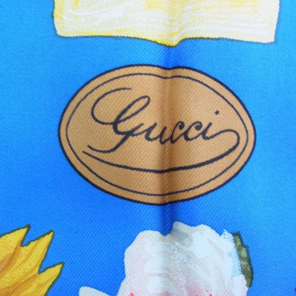GUCCI グッチ シルク100％ 花柄 ひまわり 向日葵 鉢植え フラワー