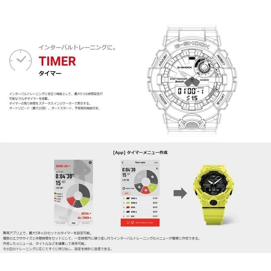 CASIO カシオ Gショック ジーショック 時計 GBD-800-1 Bluetooth対応 スマホ連動 G-SQUAD ジースクアッド ブラック レッド ワークアウト エクササイズ スマートウォッチ カロリー計算 歩数計 メンズ 男性 腕時計