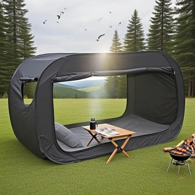 遮光カーテン付き 2ドア キャンプテント 軽量 折りたたみ式 簡単設営 防水 通気性抜群 ダブルドア設計 屋内 屋外用 アウトドア アドベンチャー ピクニック 防風テント
