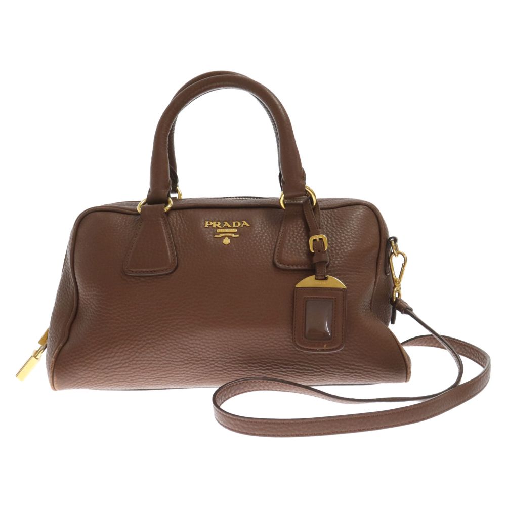 PRADA 2WAYバッグ レザー ブラウン PRADA (プラダ) 2WAY ハンドバッグ ショルダーレザーバッグ