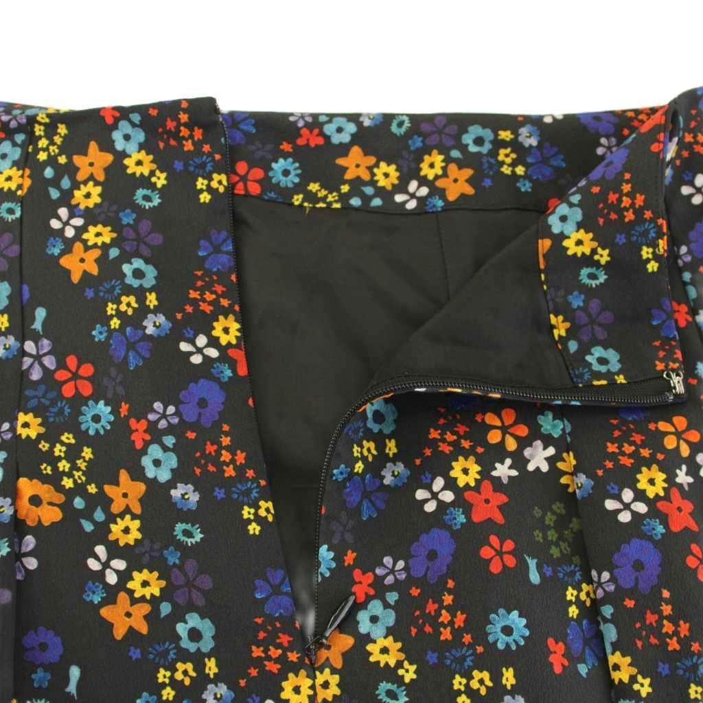  ピーエスポールスミス PS Paul Smith セットアップ 上下 ブラウス 長袖 フ スカート ロング マキシ 花柄 大きいサイズ 44 L 黒 ブラック マルチ KU 長袖 シャツ ブラウス