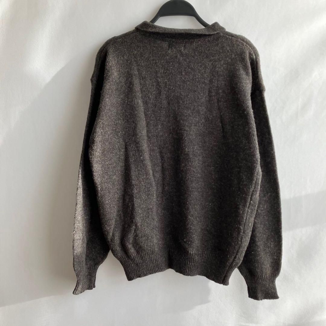 St. Moritz長袖ニットセーターグレー毛ウール80%アクリル襟高級感 St. Moritz長袖ニットセーターグレー毛ウール80%アクリル襟高級感
