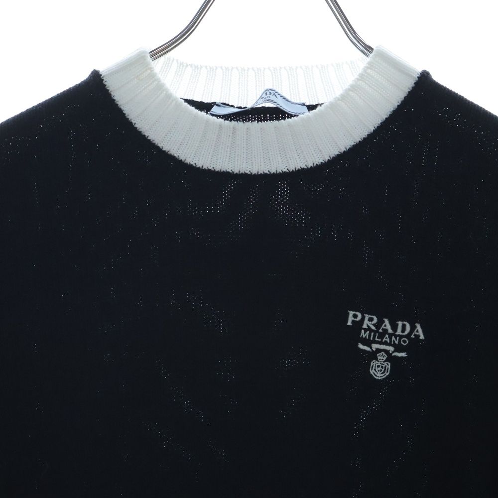 PRADA (プラダ) ロゴ刺繍 クルーネックセーター ニット ブラック