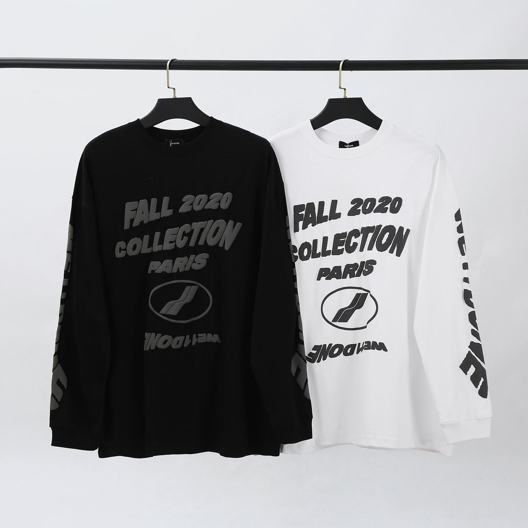 we11done (ウェルダン) 20AW LOGO LONG SLEEVE T-SHIRT ロゴプリントクルーネック長袖Tシャツホワイト - メルカリ