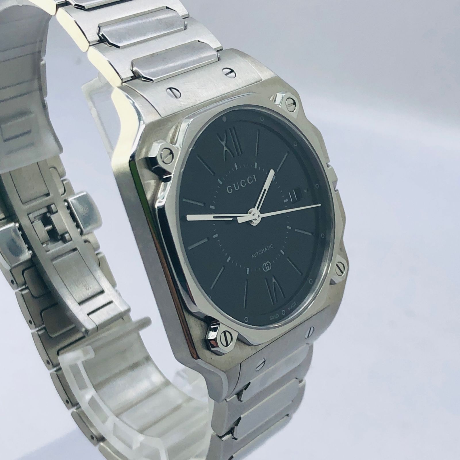 ○GUCCI G-フラット ステンレススチール 36mm ブラックダイヤル