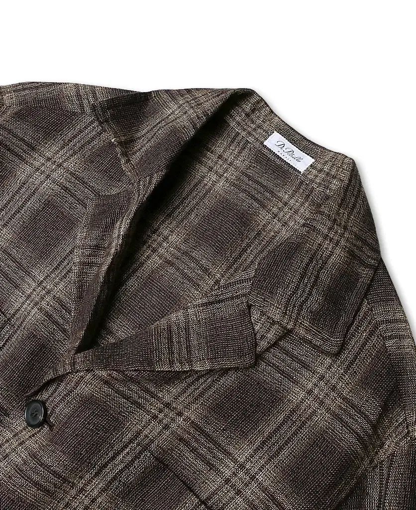 ド ペトリロ De Petrillo リネン ウール チェック SSCナポリ ベルト付き ジャケット