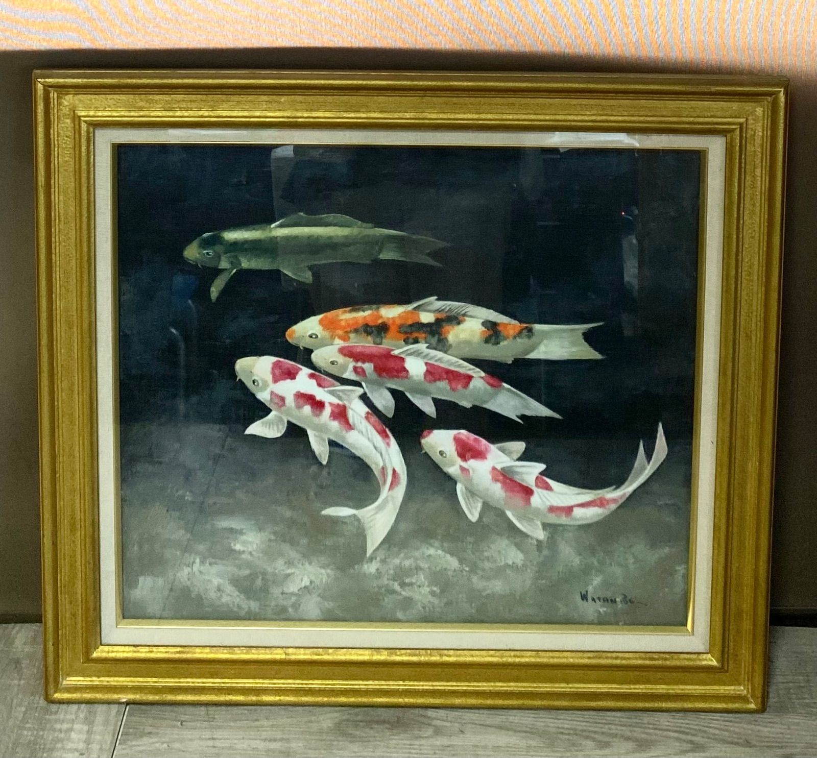⭐︎真筆保証⭐︎渡辺マサミ 油彩画 油絵 日本画 絵画［鯉］10号