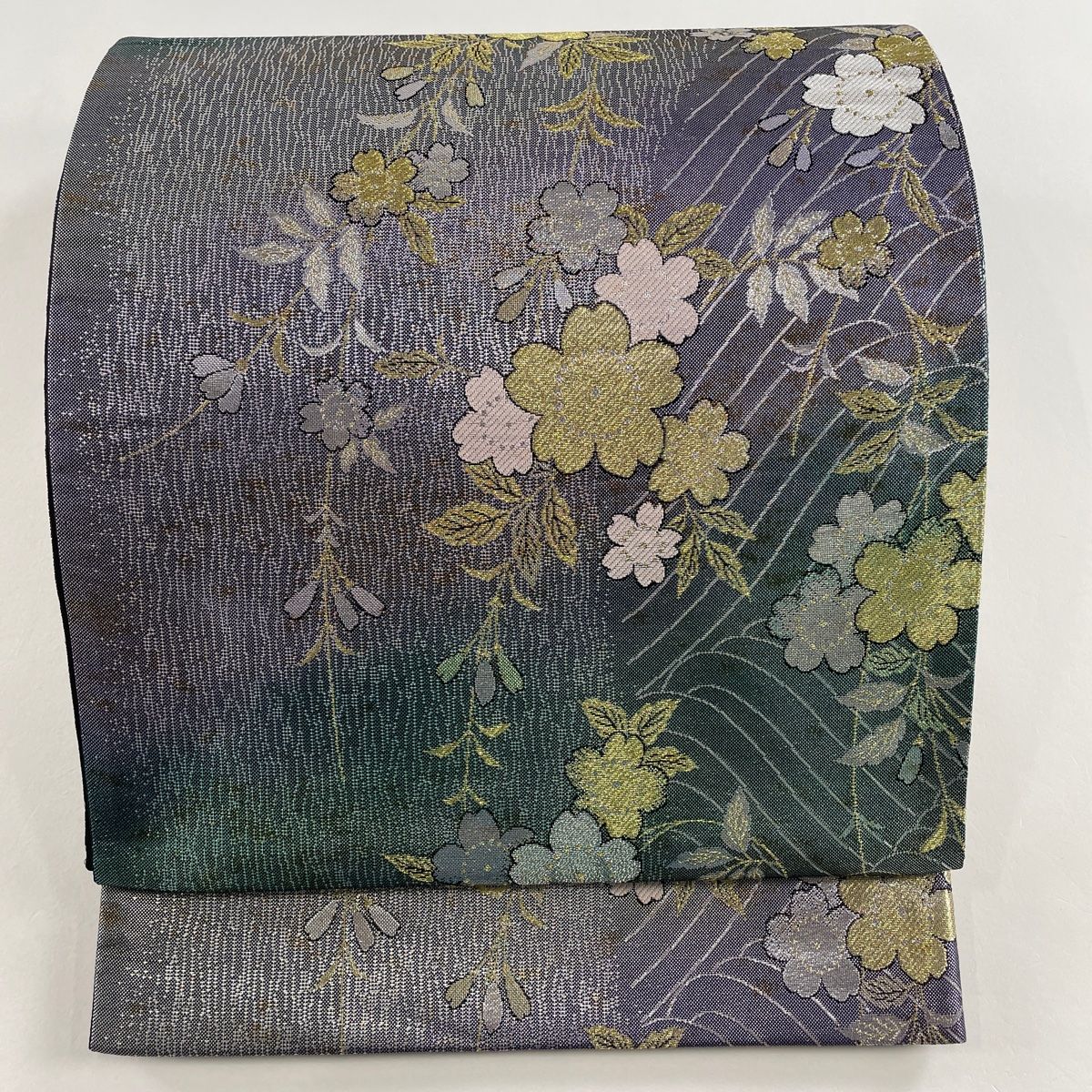 袋帯 秀品 桜 波 金糸 箔 灰紫 六通 正絹 【中古】 - メルカリ