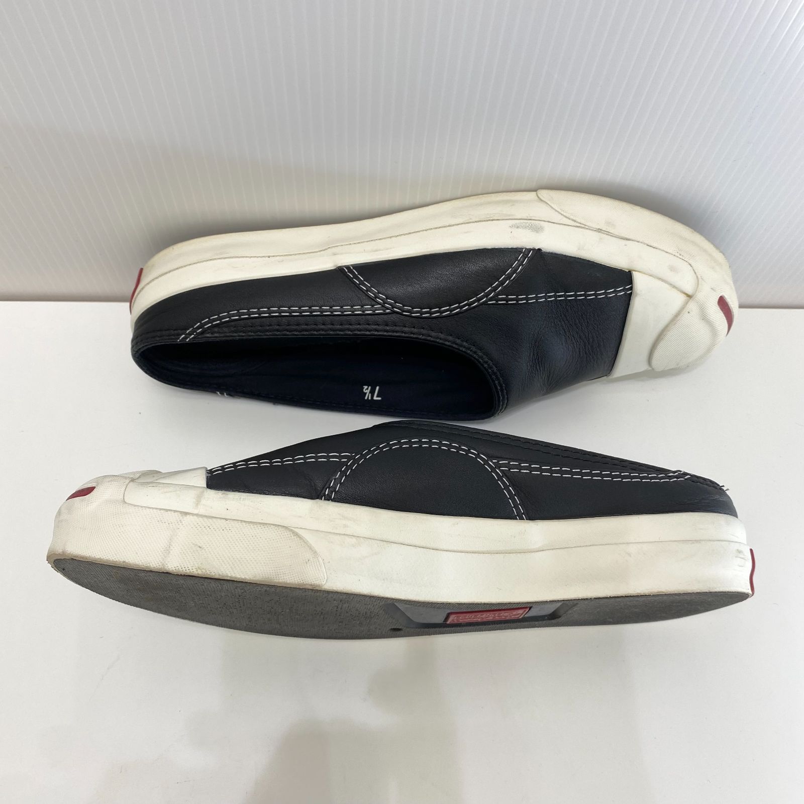 コンバース ジャックパーセル レザー ミュール 黒 26cm ○コンバース